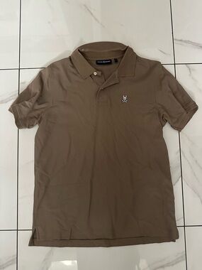 Psycho Bunny Men's Polo in Taupe Brown with Embroidered Bunny